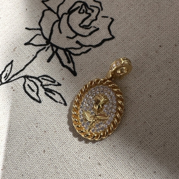 Wholesale 925 Sterling Silver Rose Zircon Pendant - Image 2
