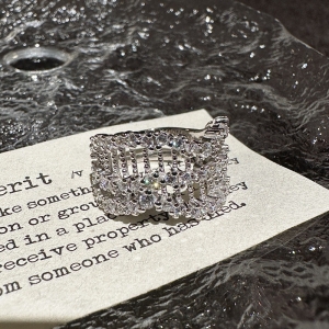 Wholesale 925 Sterling Silver Wide Hollowed-out Zirconia Ring