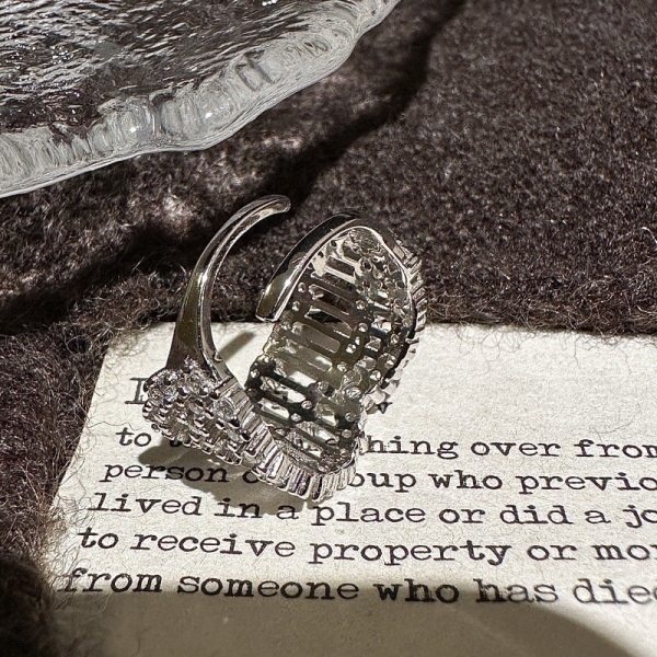 Wholesale 925 Sterling Silver Wide Hollowed-out Zirconia Ring - Image 2