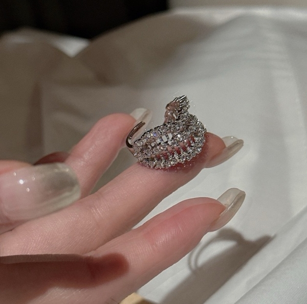 Wholesale 925 Sterling Silver Wide Hollowed-out Zirconia Ring - Image 6