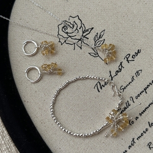 Wholesale 925 Sterling Silver With Natural Citrine Necklace & Earrings & Bracelet