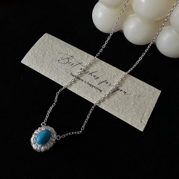Oval Synthetic Turquoise Necklace