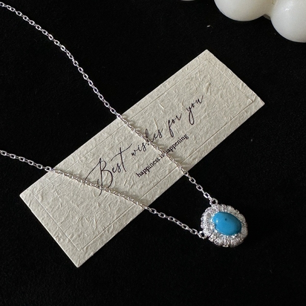 Oval Synthetic Turquoise Necklace - Image 3