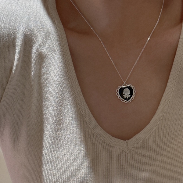 Wholesale 925 Sterling Silver Black Cameo flower necklace - Image 5