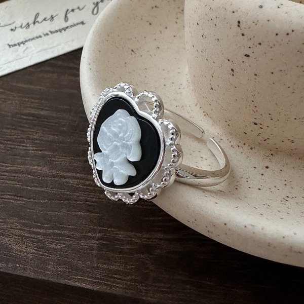 Wholesale 925 Sterling Silver Black Cameo flower necklace - Image 2