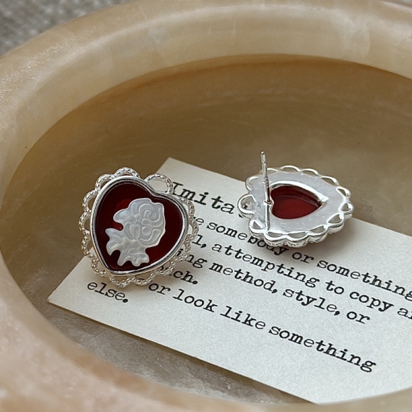 Wholesale 925 Sterling Silver Red Cameo flower necklace - Image 4
