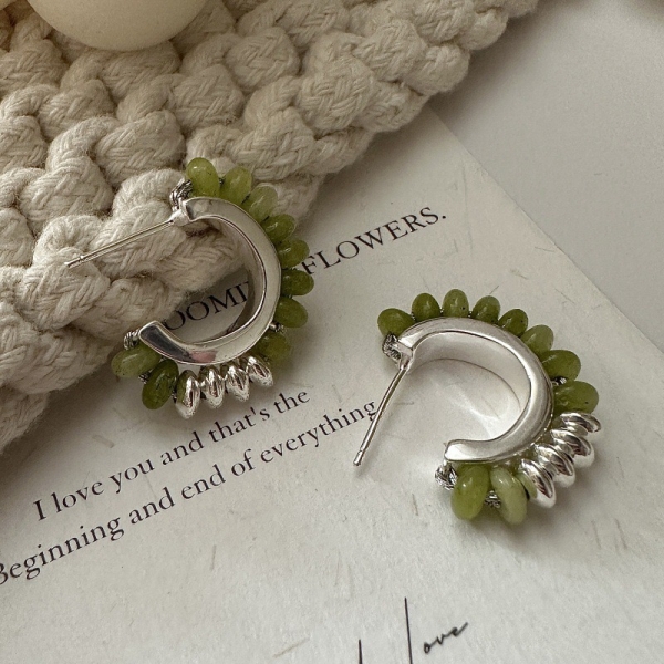 Wholesale 925 Sterling Silver Natural Stone Hoop Earrings - Image 3