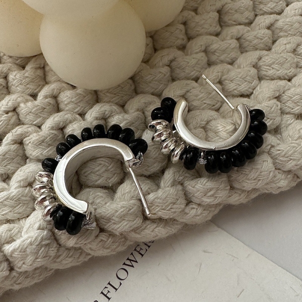 Wholesale 925 Sterling Silver Natural Stone Hoop Earrings - Image 4