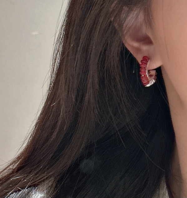 Wholesale 925 Sterling Silver Natural Stone Hoop Earrings - Image 8