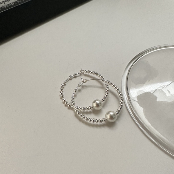 Wholesale 925 Sterling Silver Swarovski Pearl Light Hoop Earrings - Image 2
