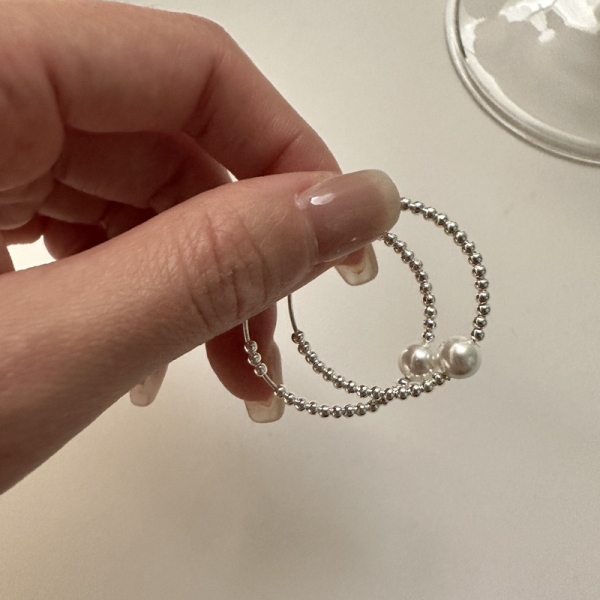 Wholesale 925 Sterling Silver Swarovski Pearl Light Hoop Earrings - Image 3