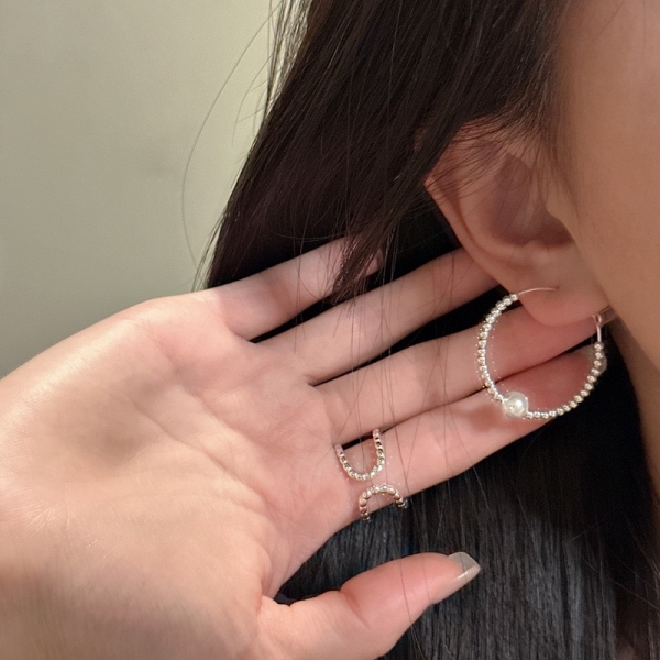 Wholesale 925 Sterling Silver Swarovski Pearl Light Hoop Earrings - Image 5
