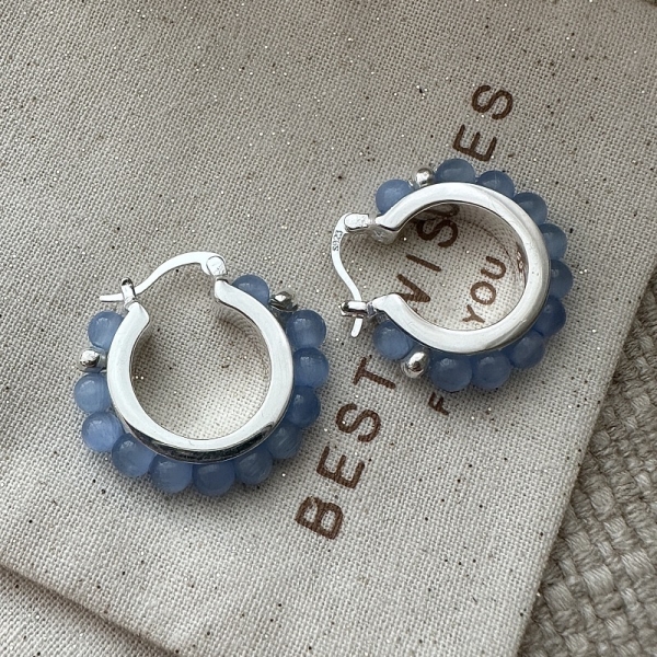 Wholesale 925 Sterling Silver Colorful Bead Hoop Earrings - Image 2