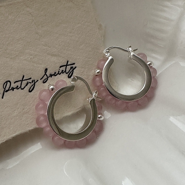 Wholesale 925 Sterling Silver Colorful Bead Hoop Earrings - Image 3