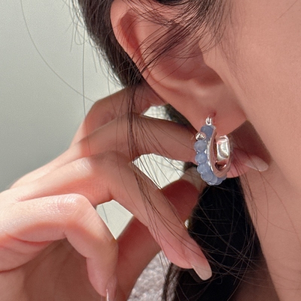 Wholesale 925 Sterling Silver Colorful Bead Hoop Earrings - Image 6