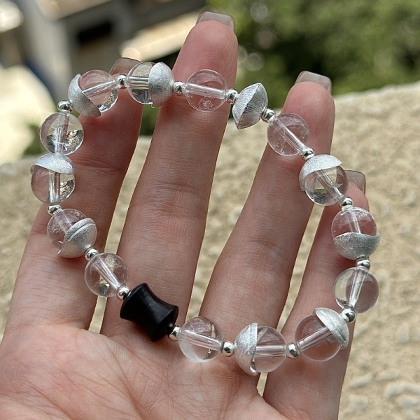 Wholesale 925 Sterling Silver Brushed Silver Crystal Bracelet - Image 3