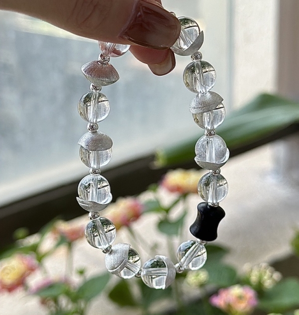 Wholesale 925 Sterling Silver Brushed Silver Crystal Bracelet - Image 2