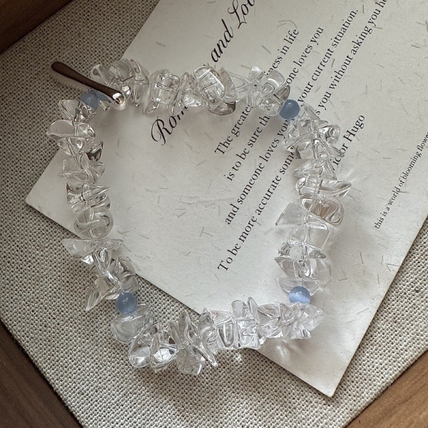 Wholesale 925 Sterling Silver Elastic Rock Crystal Quartz Bracelet - Image 2