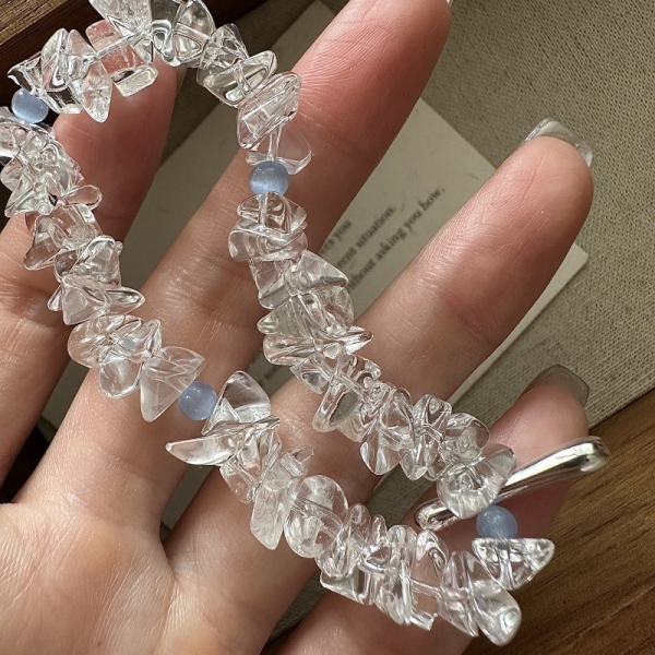Wholesale 925 Sterling Silver Elastic Rock Crystal Quartz Bracelet - Image 3