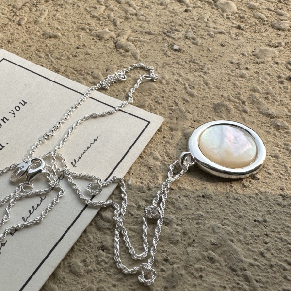 Wholesale 925 Sterling Silver Round Mother-of-pearl Necklace - Image 2