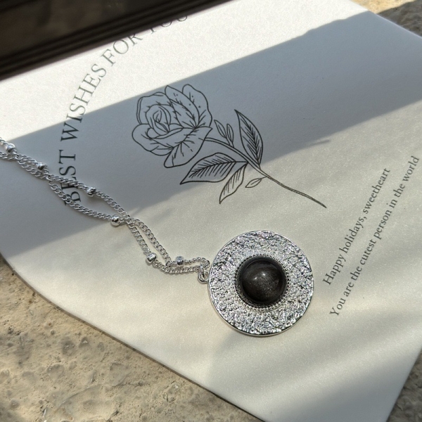 Wholesale 925 Sterling Silver Golden Obsidian Necklace - Image 2