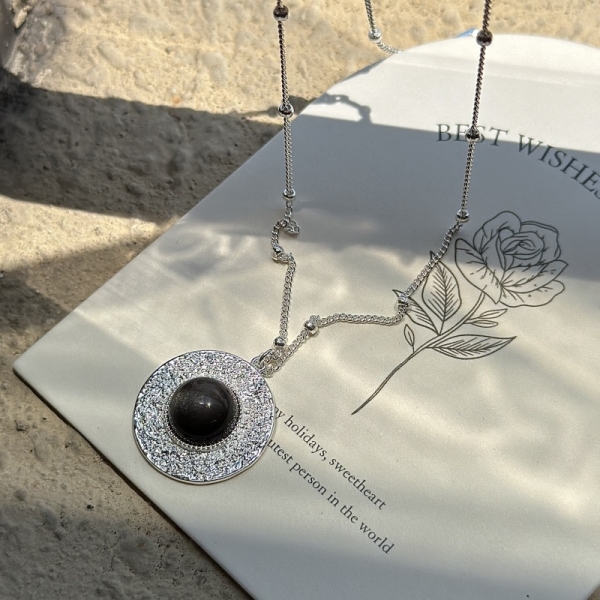 Wholesale 925 Sterling Silver Golden Obsidian Necklace - Image 3
