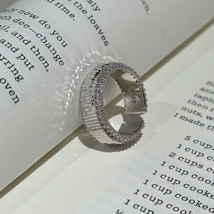 Wholesale 925 Sterling Silver CNC Glittering Zircon Ring