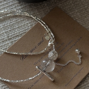 Wholesale 925 Sterling Silver Crystal Bead Tassel Necklace