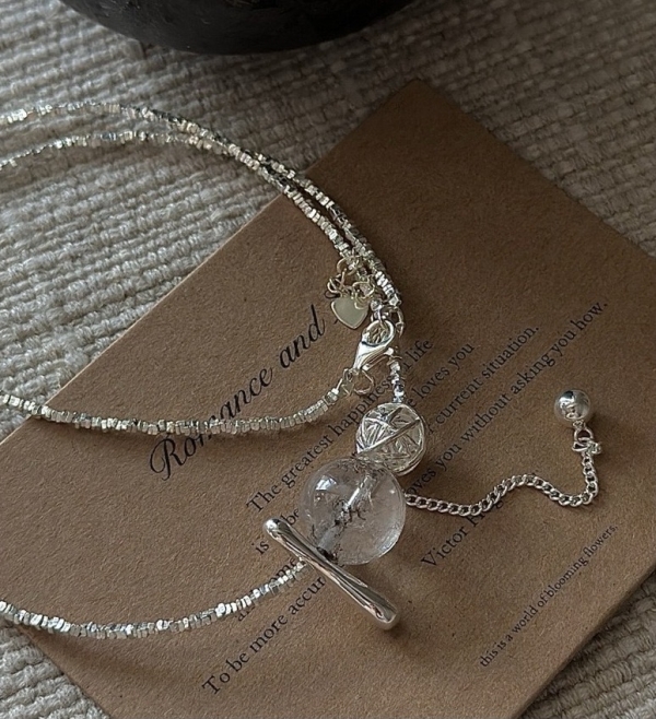 Wholesale 925 Sterling Silver Crystal Bead Tassel Necklace