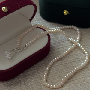 Wholesale 925 Sterling Silver Irregular Natural Pearl Necklace