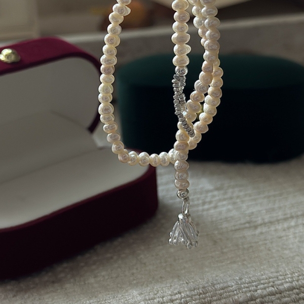 Wholesale 925 Sterling Silver Irregular Natural Pearl Necklace - Image 2