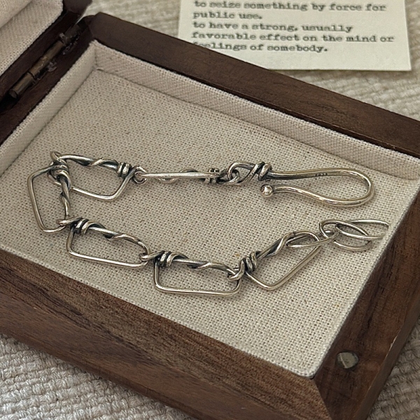 Wholesale 925 Sterling Silver Irregular Oxidized Bracelet - Image 2