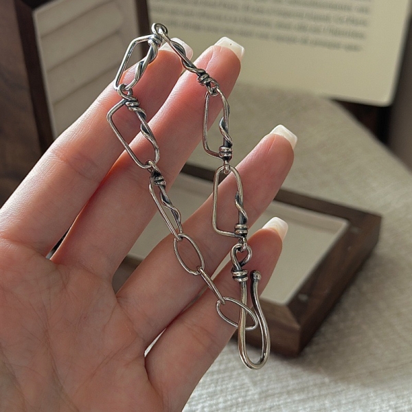 Wholesale 925 Sterling Silver Irregular Oxidized Bracelet - Image 3