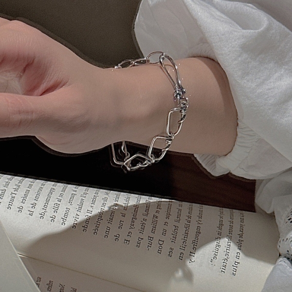 Wholesale 925 Sterling Silver Irregular Oxidized Bracelet - Image 4