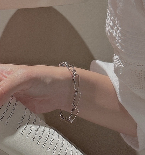 Wholesale 925 Sterling Silver Irregular Oxidized Bracelet - Image 5