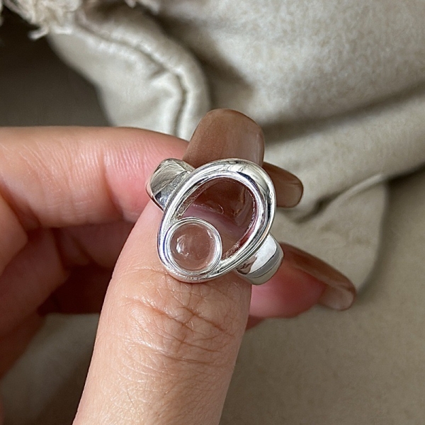 Wholesale 925 Sterling Silver Rock Crystal Quartz Ring - Image 3