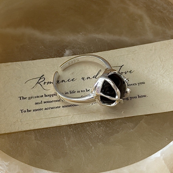 Wholesale 925 Sterling Silver Obsidian Ring - Image 3