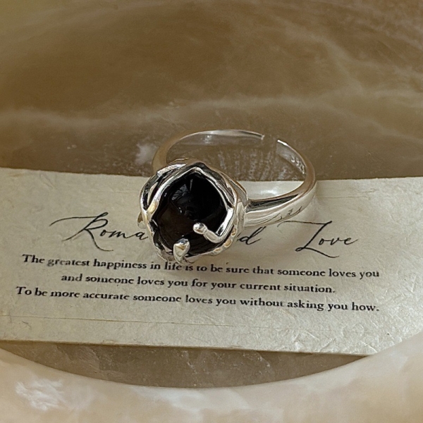 Wholesale 925 Sterling Silver Obsidian Ring