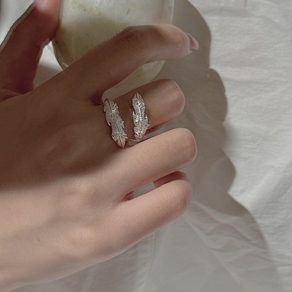 Wholesale 925 Sterling Silver Zircon Feather Ring - Image 4