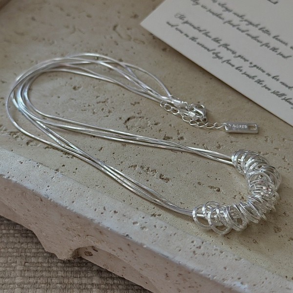 Wholesale 925 Sterling Silver Three-layer Circles Necklace - Image 3
