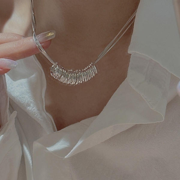 Wholesale 925 Sterling Silver Three-layer Circles Necklace - Image 5