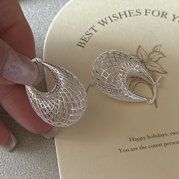 Wholesale 925 Sterling Silver Hollow Hoop Earrings - Image 2