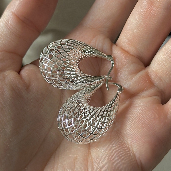 Wholesale 925 Sterling Silver Hollow Hoop Earrings - Image 3