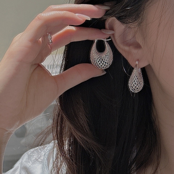 Wholesale 925 Sterling Silver Hollow Hoop Earrings - Image 5