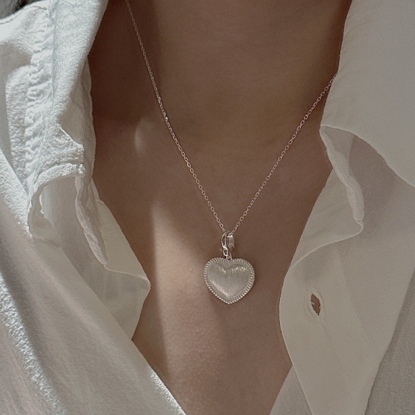 Wholesale 925 Sterling Silver Brushed Heart Pendant - Image 4
