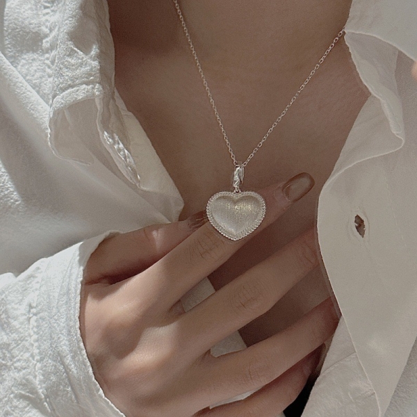 Wholesale 925 Sterling Silver Brushed Heart Pendant - Image 5