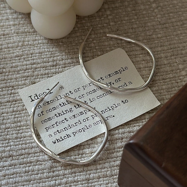 Wholesale 925 Sterling Silver Irregular Large Hoop Earrings - Image 3