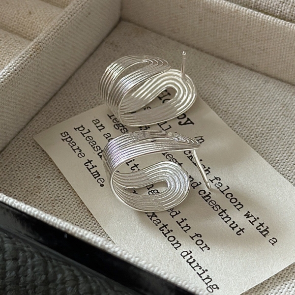 Wholesale 925 Sterling Silver Irregular Line Earrings - Image 2