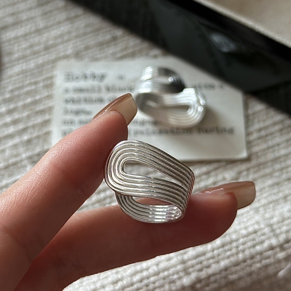 Wholesale 925 Sterling Silver Irregular Line Earrings - Image 3