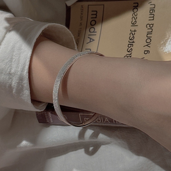 Wholesale 925 Sterling Silver Brushed Adjustable Bangle - Image 4